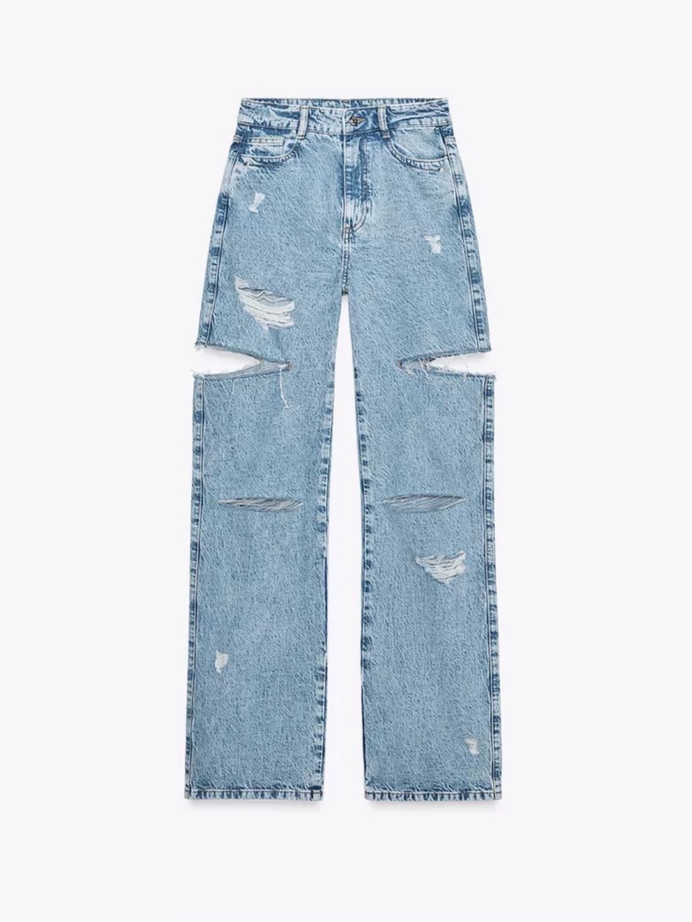 Zara Z1975 MID-RISE STRAIGHT CUT OUTS RIPPED JEANS
